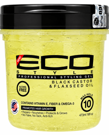 Eco Style Black Castor & Flaxseed Oil Gel 473 ml gel coiffant à l’huile de ricin noir et graines de lin.