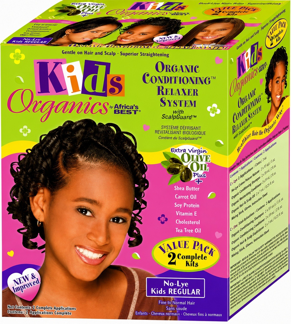 Africa’s Best Kids Regular Organic Conditioning Relaxer System Value Pack 2 Complete Kits défrisant enfant