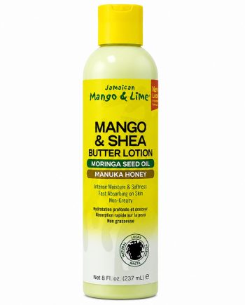 Jamaican Mango & Lime Mango & Shea Butter Lotion 8 fl. oz en bouteille jaune et verte