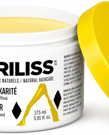 Kariliss Beurre de karité 175 ml en pot blanc avec couvercle jaune