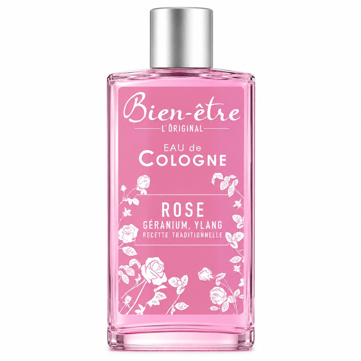 Bien-être eau de cologne Rose Géranium Ylang 250 ml parfum floral frais