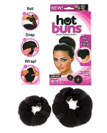 APG - PAQ. OF 2 HOT BUNS SMALL & LARGE DARK HAIR, JUST ROLL SNAP & WRAP, SIMPLE STYLING SOLUTION, ITEM NO. 4890