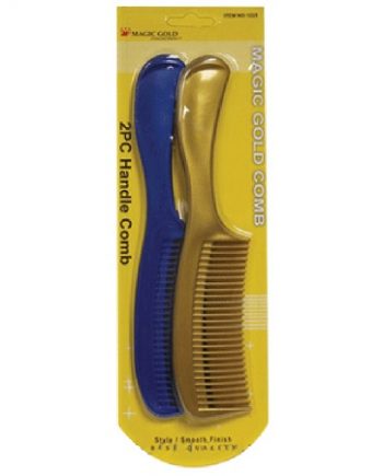 MAGIC GOLD - PAQ. OF 2 HANDLE COMB BLUE & GOLD, STYLE, SMOOTH FINISH, BEST QUALITY, ITEM NO. 1223