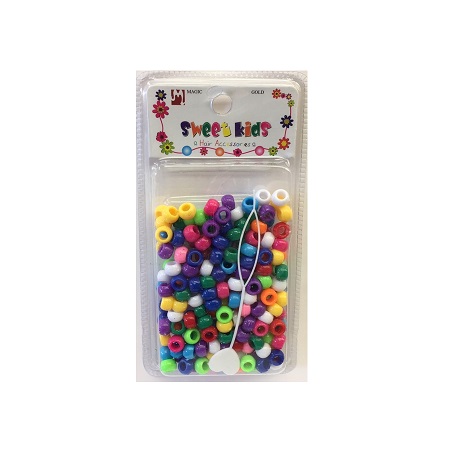 MAGIC GOLD - PAQ. OF 200 PLASTIC BEADS (PERLE) MIX SMALL, SWEET KIDS HAIR ACCESSORIES, ITEM NO. 5041AS
