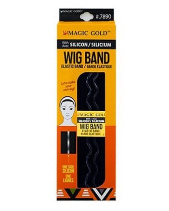 MAGIC GOLD - WIG BAND WITH SILICON BLACK ELASTIC BAND (BANDE ÉLASTIQUE) ONE SIDE SILICON, ITEM NO. 7890