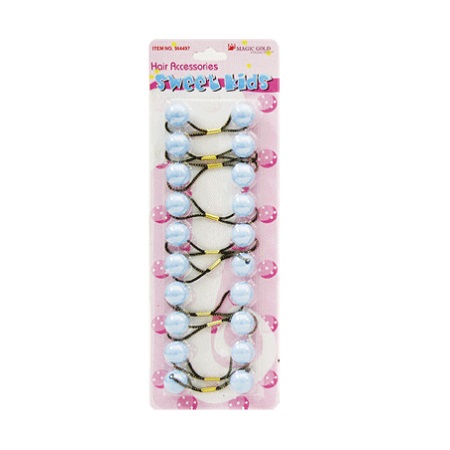 MAGIC GOLD - PAQ. OF 10 BUBBLE ROUND SKY BLUE 20MM FOR HAIR, SWEET KIDS HAIR ACCESSORIES, ITEM NO. R10-2842