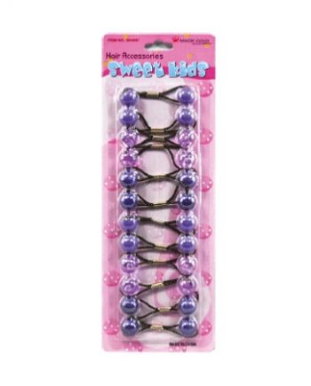 MAGIC GOLD - PAQ. OF 12 BUBBLE ROUND PURPLE/CLEAR PURPLE FOR HAIR, SWEET KIDS HAIR ACCESSORIES, ITEM NO. S7