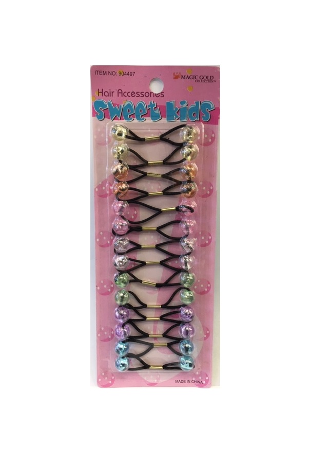 MAGIC GOLD - PAQ. OF 14 BUBBLE ROUND JELLY PASTEL MIX FOR HAIR, SWEET KIDS HAIR ACCESSORIES, ITEM NO. XS22
