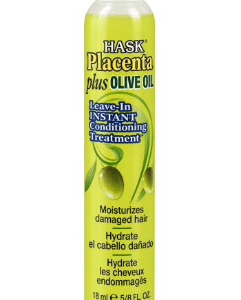 Hask Placenta Olive Oil Leave-In Conditioning 5/8 fl. oz soin sans rinçage à l’huile d’olive.