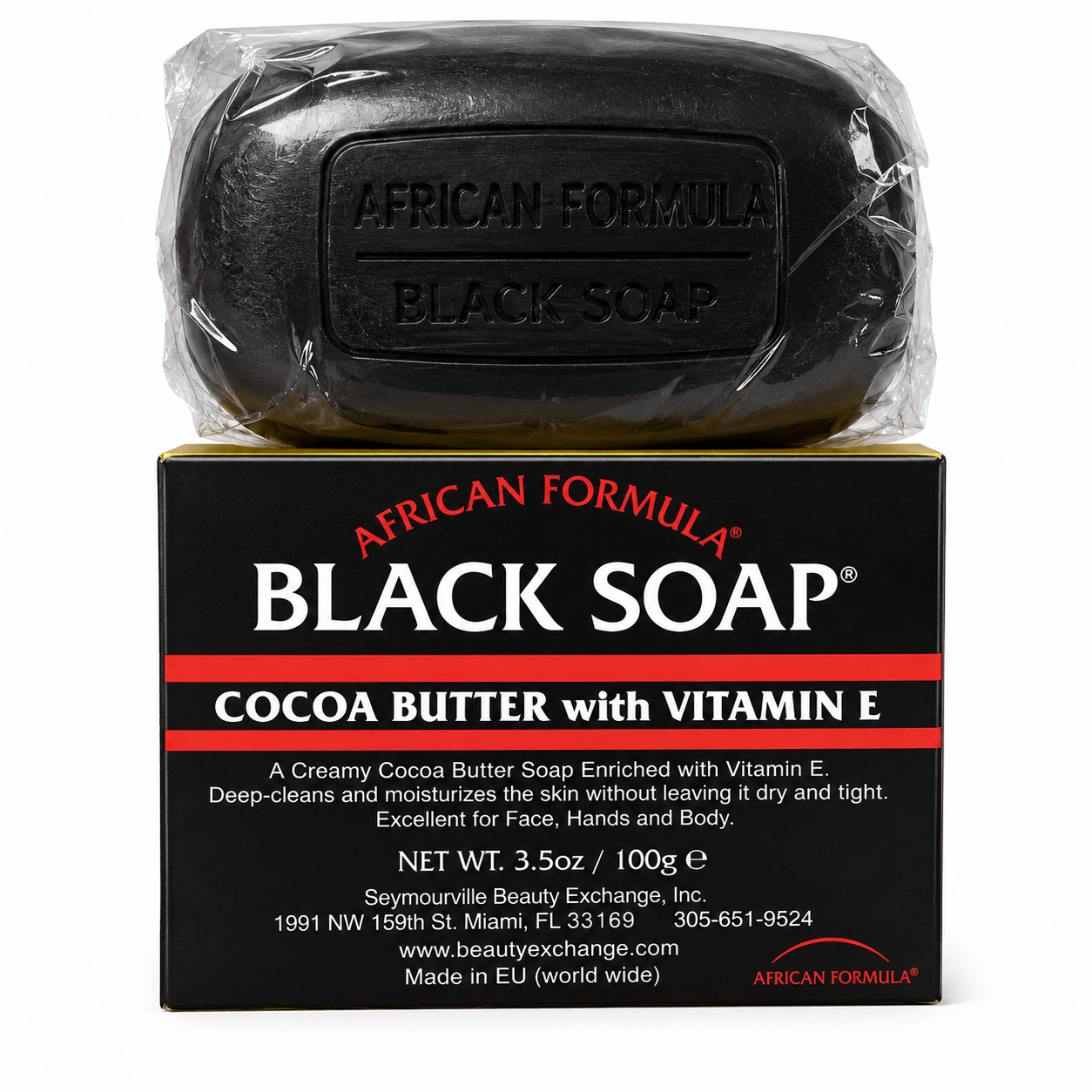 Formule Africaine Beurre de Cacao au Savon Noir 3,5 oz savon nettoyant nourrissant pour la peau