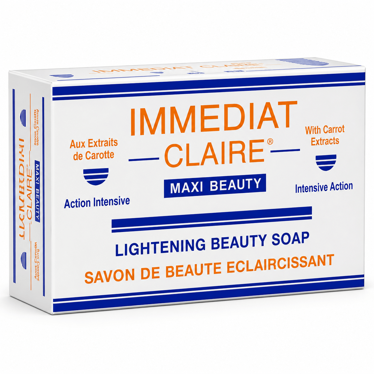 Immédiat Claire Savon aux extraits de carotte 190 g pour le visage et le corps.