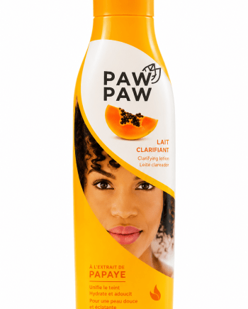 Paw Paw Lait aux extraits de papaye 500 ml en flacon jaune et blanc.