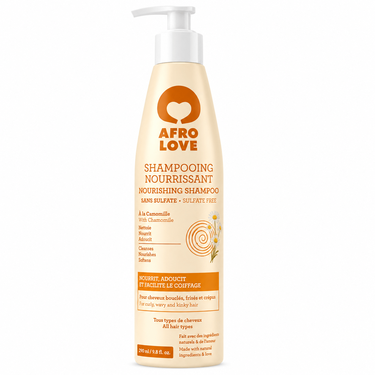 Afro Love shampooing nourrissant camomille 290 ml shampooing doux cheveux texturés