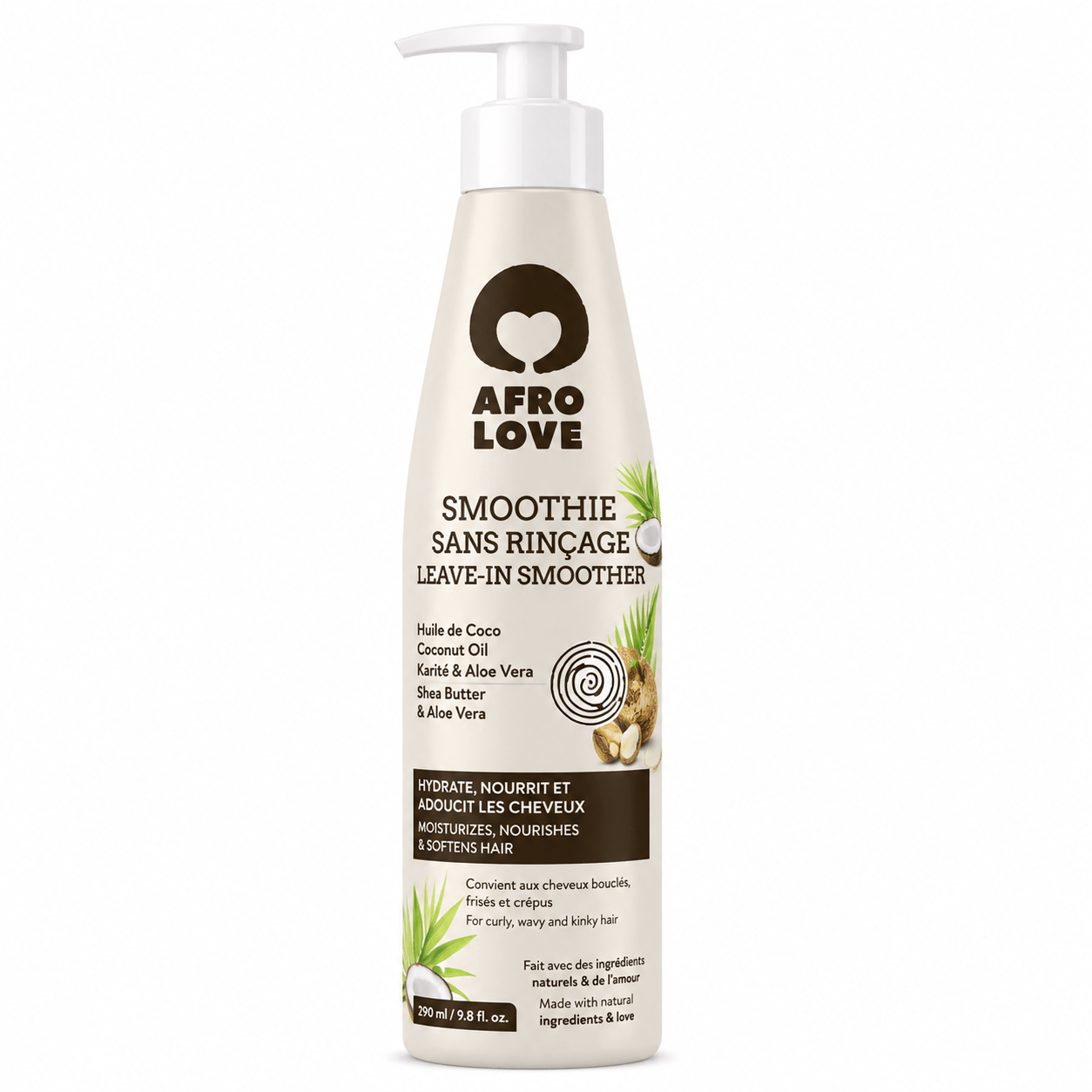 Afro Love smoothie sans rinçage huile de coco 290 ml soin capillaire sans rinçage