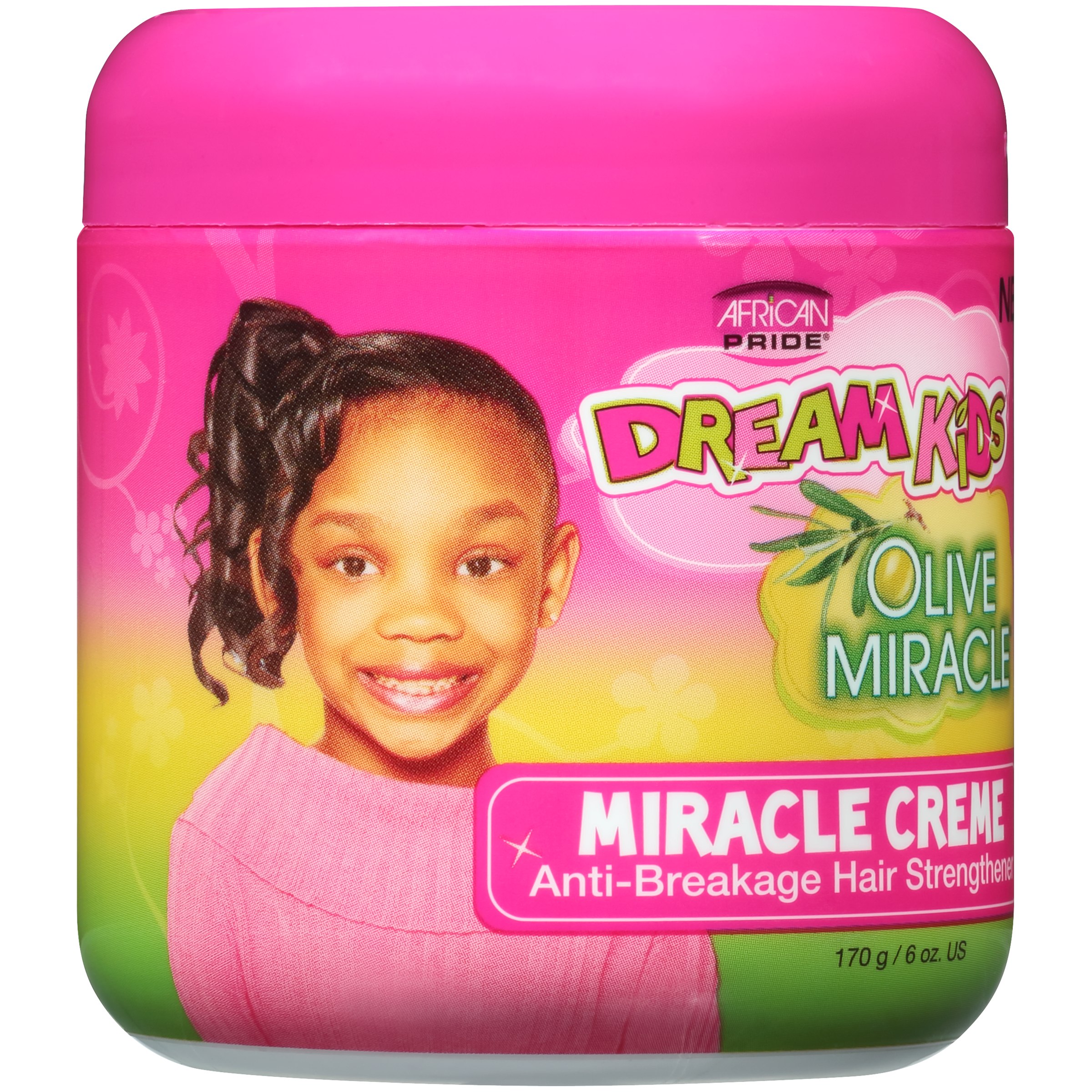 AFRICAN PRIDE - DREAM KIDS OLIVE MIRACLE CRÈME CAPILLAIRE, MIRACLE CREME ANTI-BREAKAGE HAIR STRENGTHENER, 170 G / 6 OZ