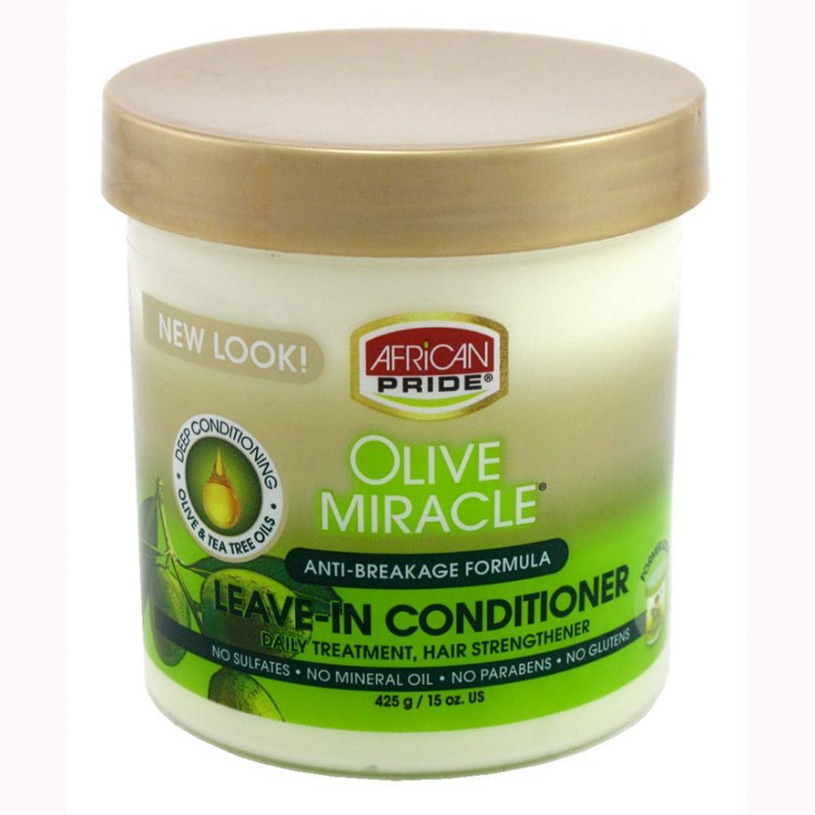 AFRICAN PRIDE OLIVE MIRACLE - CRÈME REVITALISANTE SANS RINÇAGE, ANTI BREAKAGE FORMULA LEAVE-IN CONDITIONER, 425 G / 15 OZ