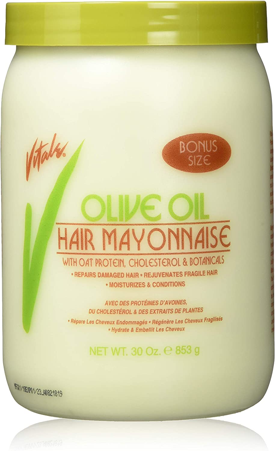VITALE OLIVE OIL - MAYONNAISE CAPILLAIRE, HAIR MAYONNAISE WITH OAT PROTEIN, CHOLESTEROL & BOTANICALS, 30 OZ / 853 G