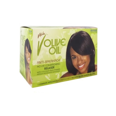 VITALE OLIVE OIL - REGULAR CHEVEUX NORMAUX DÉFRISANT REVITALISANT ANTI-CASSE SANS SOUDE, ANTI-BREAKAGE NO LYE CONDITIONING RELAXER WITH COCONUT OIL & VITAMINS, 1 COMPLETE APPLICATION / 2 RETOUCHES