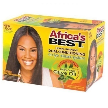 AFRICA'S BEST - SUPER KIT SYSTÈME DÉFRISSANT SANS SOUDE, SUPER HERBAL INTENSIVE DUAL CONDITIONING NO LYE RELAXER SYSTEM, 1 COMPLETE APPLICATION
