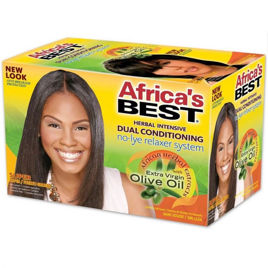AFRICA'S BEST - SUPER KIT SYSTÈME DÉFRISSANT SANS SOUDE, SUPER HERBAL INTENSIVE DUAL CONDITIONING NO LYE RELAXER SYSTEM, 1 COMPLETE APPLICATION