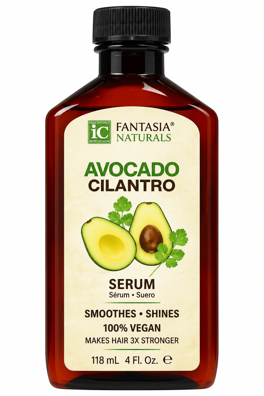 Fantasia IC Avocado and Cilantro Serum 118 ml—a hair serum to smooth, tame, and add shine to your hair.