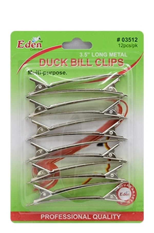 Eden - paq. of 12 silver duck bill clips 3.5'' long metal, No. 03512