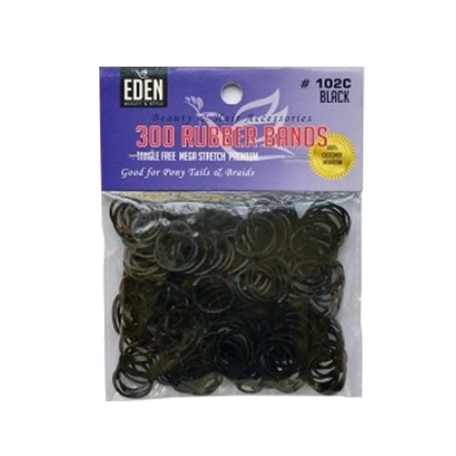 Eden - Paq. of 300 small black rubber bands, No. 102C