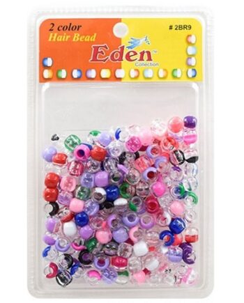 Eden - xlg blister medium round 2 color hair bead assorted, 2BR9-Clear/Ast