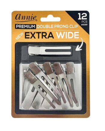Annie - paq. of 12 silver prenium double prong clip extra wide, No. 3089