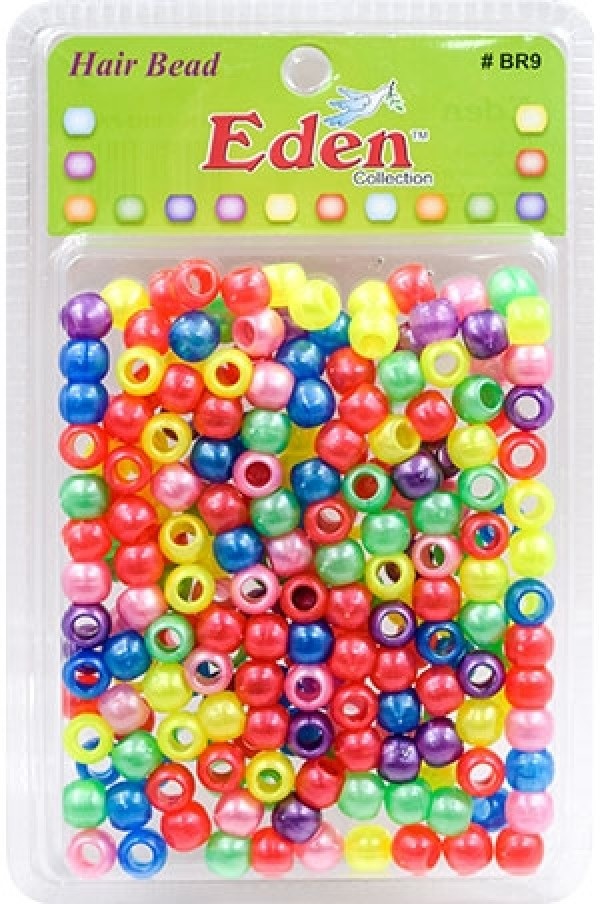Eden - xlg blister medium round hair bead pastel color assorted, BR9PAS