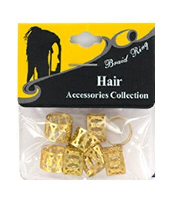 Braid ring - paq. of 8 gold hair & nail ring bead x-large, cx6108