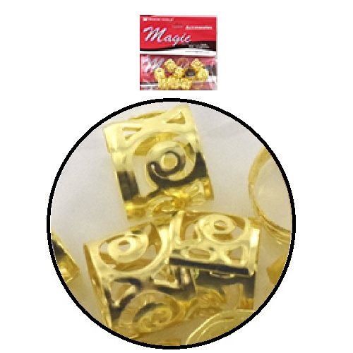 Magic Gold - paq. of 8 gold hair & nail ring bead, CX6626