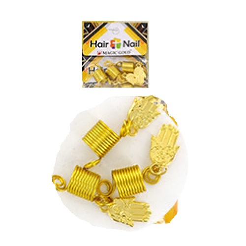 Magic Gold - paq. of 3 gold hair & nail ring bead, cx7210