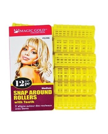 Magic Gold - Paq. of 12 medium 3/4'' snap around yellow rollers with teeth, POL91246, 1246