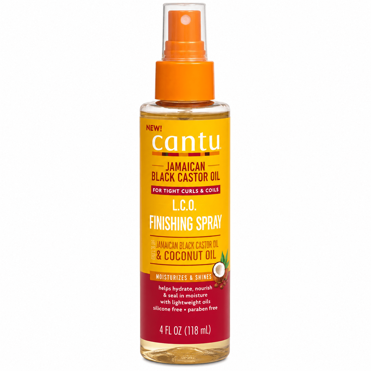 Cantu Jamaican Black Castor Oil L.C.O. Finishing Spray 4 fl. oz spray de finition à l’huile de ricin noir jamaïcaine