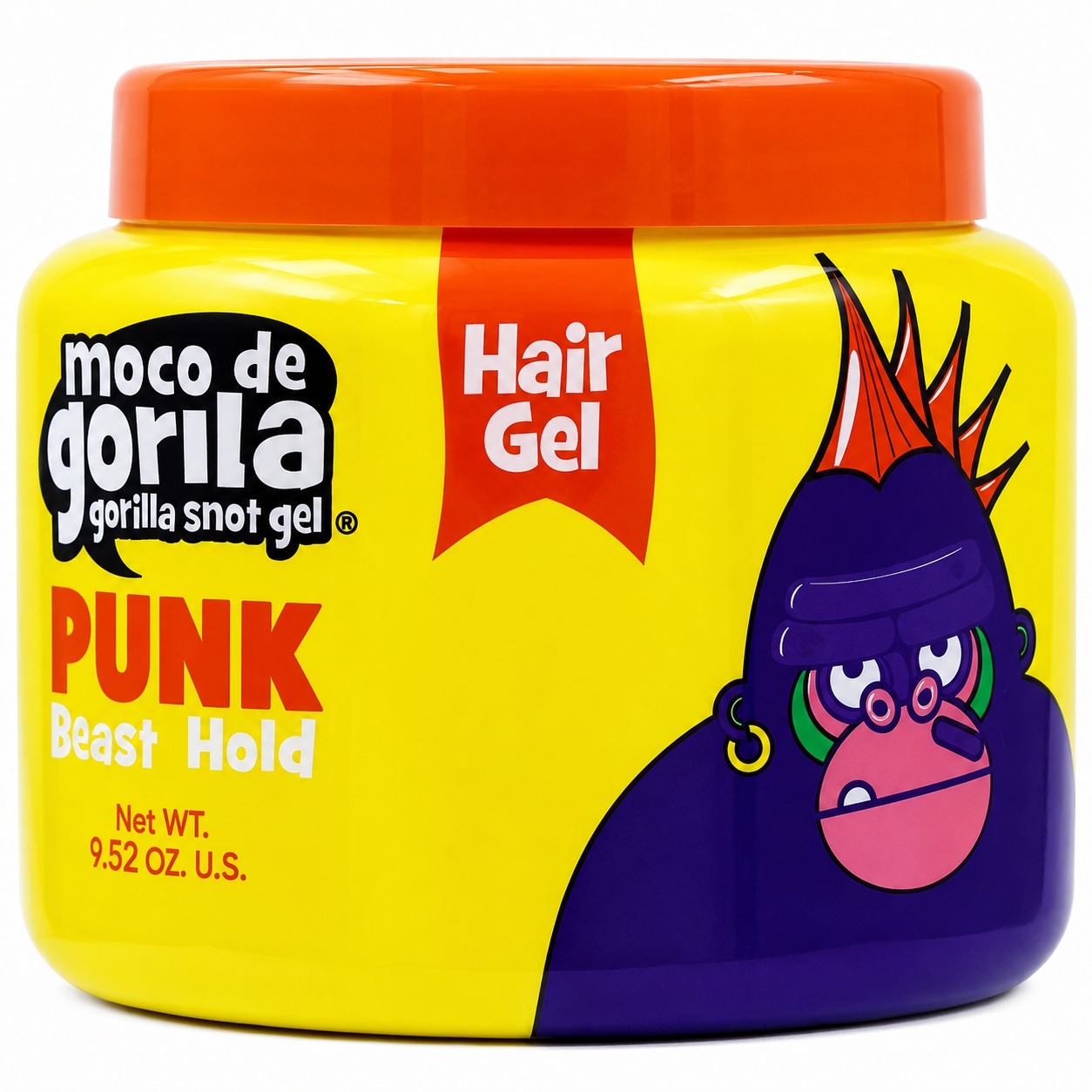 Moco de Gorila Gorilla Punk Hair Gel 9.52 oz gel coiffant jaune avec couvercle orange