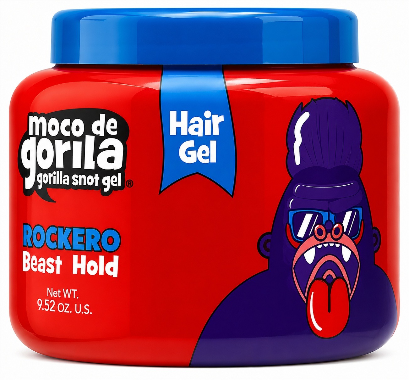 Moco de Gorila Gorilla Snot Gel Rockero 9.52 oz gel coiffant rouge à couvercle bleu