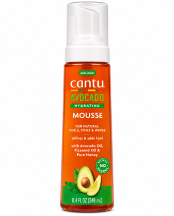 Cantu Avocado Hydrating Mousse 8.4 fl. oz mousse coiffante à l’avocat, graines de lin et miel