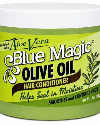 Blue Magic Olive Oil Hair Dressing with Aloe Vera 12 oz pour cheveux secs et texturés.