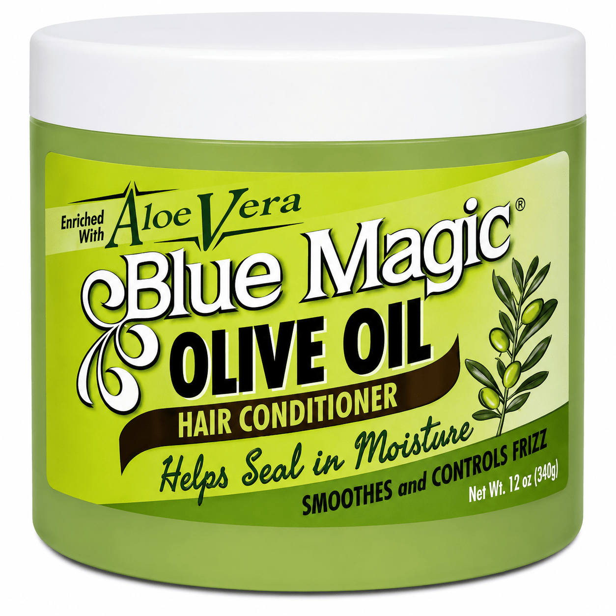 Blue Magic Olive Oil Hair Dressing with Aloe Vera 12 oz pour cheveux secs et texturés.
