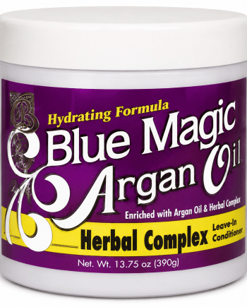 Blue Magic Argan Oil Herbal Complex Leave-In Conditioner, 13.75 oz, for dry and textured hair.