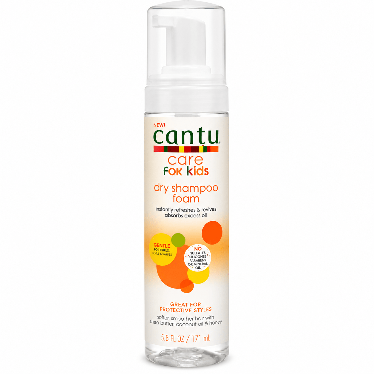 Cantu for Kids Dry Shampoo Foam 5.8 oz mousse shampoing sec sans rinçage pour enfants