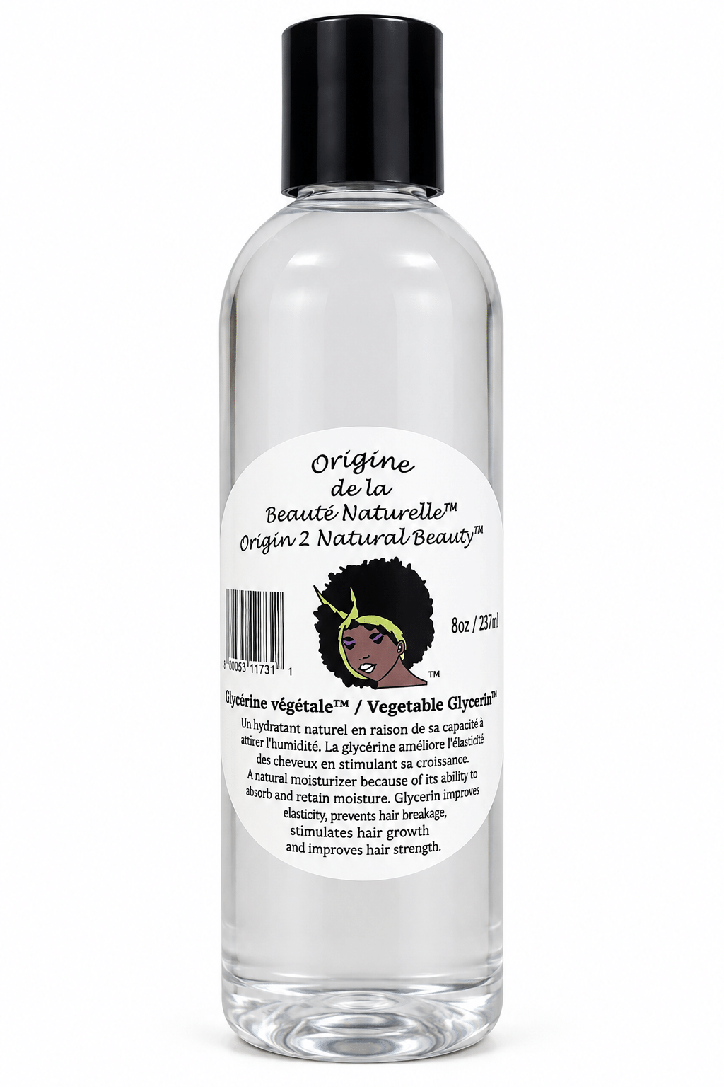 Origine de la Beauté Naturelle Glycérine végétale pour peau et cheveux 8 oz 237 ml