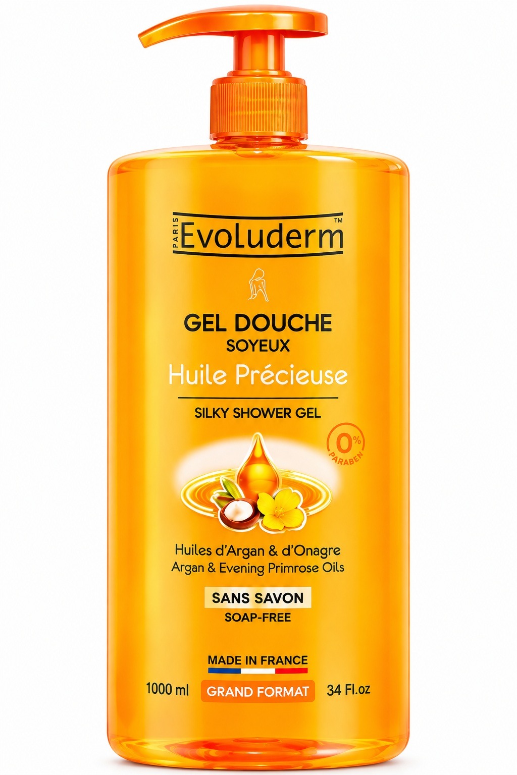Evoluderm Silky Shower Gel with Precious Oil, 1000 ml