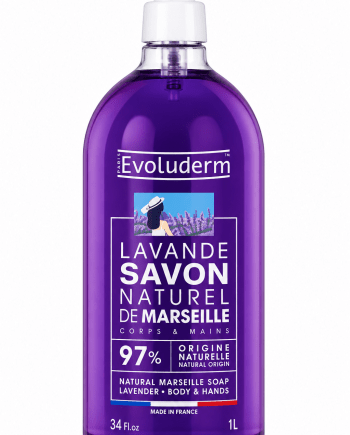 Evoluderm Savon Naturel de Marseille Lavande 34 oz savon liquide pour les mains et le corps.