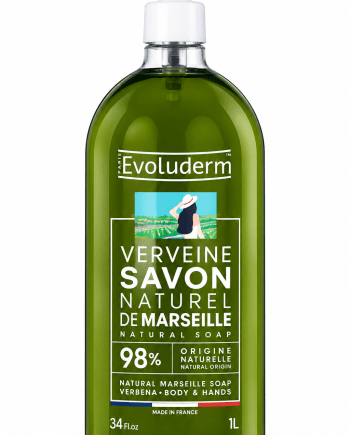 Evoluderm Savon Naturel de Marseille Verveine 34 oz savon liquide pour les mains et le corps.