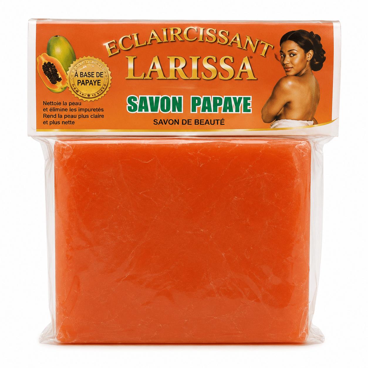 Larissa Savon Éclaircissant à Base de Papaye 225 g savon clarifiant pour visage et corps.