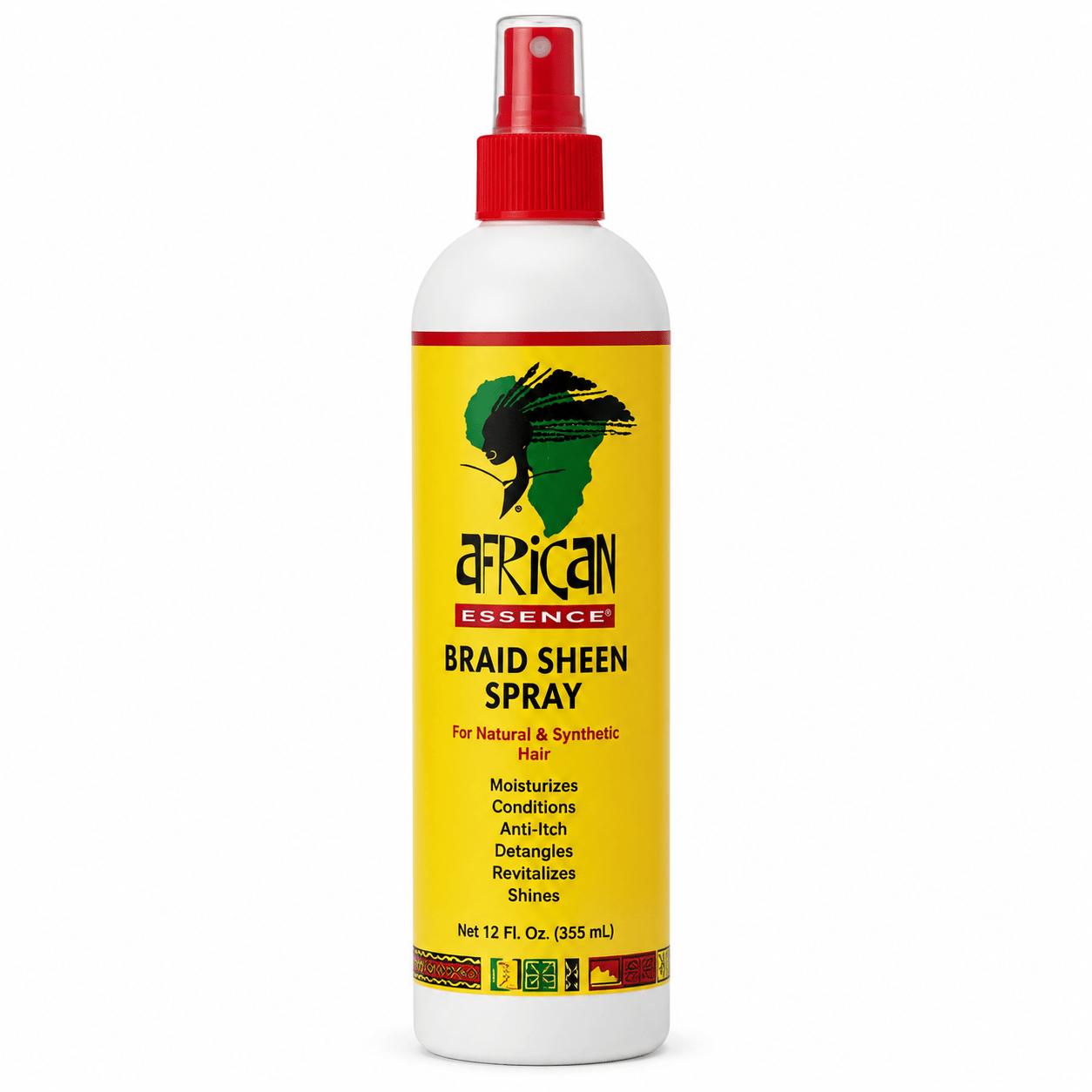 African Essence Braid Sheen Spray 12 oz: a moisturizing and shine-enhancing spray for braids and protective hairstyles