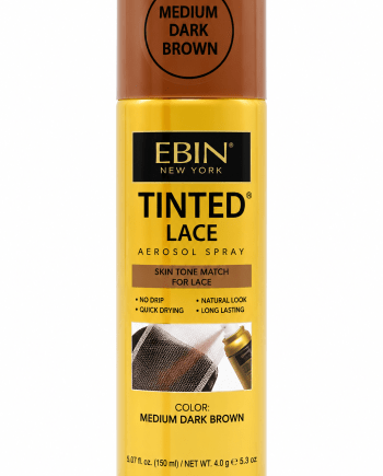 Ebin Tinted Lace Aerosol Spray Medium Dark Brown 150 ml spray teinté pour lace wigs et dentelle.