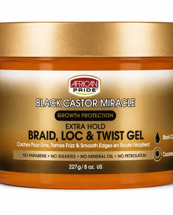 African Pride Black Castor Miracle Braid, Loc &amp; Twist Gel 8 oz gel coiffant pour tresses, locks et twists